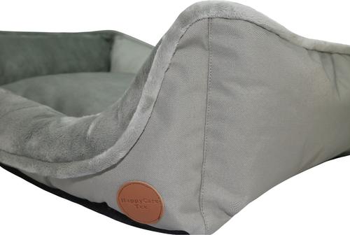 Show full view: HappyCare Textiles Durable Rectangular Bolster Dog Sofa Bed, Light Grey, Medium slide 8 of 10