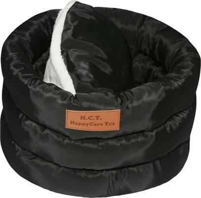 Show full view: HappyCare Textiles Durable Round Velvet Puppy Dog Bed with Removable Cushion, Black, Medium slide 6 of 8