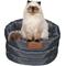 Show in main carousel: HappyCare Textiles Durable Round Velvet Puppy Dog Bed with Removable Cushion, Grey, Small slide 1 of 7