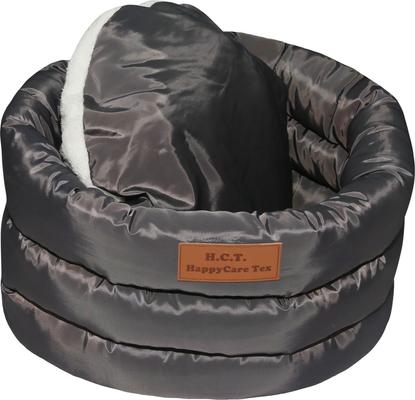 Show full view: HappyCare Textiles Durable Round Velvet Puppy Dog Bed with Removable Cushion, Grey, Small slide 6 of 7