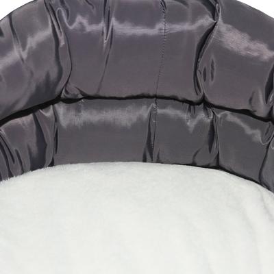 Show full view: HappyCare Textiles Durable Round Velvet Puppy Dog Bed with Removable Cushion, Grey, Small slide 7 of 7