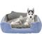 Show in main carousel: HappyCare Textiles High Back Rectangle Bolster Cat & Dog Bed, Blue, Medium slide 1 of 8