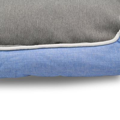 Show full view: HappyCare Textiles High Back Rectangle Bolster Cat & Dog Bed, Blue, Medium slide 5 of 8