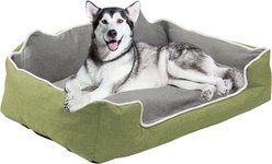 HappyCare Textiles High Back Rectangle Bolster Cat & Dog Bed, Sage, Large