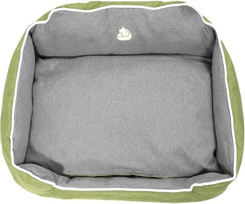 Show full view: HappyCare Textiles High Back Rectangle Bolster Cat & Dog Bed, Sage, Large slide 4 of 6