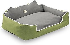 HappyCare Textiles High Back Rectangle Bolster Cat & Dog Bed, Sage, Medium slide 2 of 5