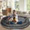 Show in main carousel: HappyCare Textiles Human Size Corduroy Plush Bolster Dog & Cat Bed with Removable Cover, Grey, X-Large slide 2 of 6