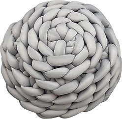 HappyCare Textiles Luxurious Chunky Crochet Comfort Round Bolster Dog & Cat Bed, Grey, Medium slide 2 of 8