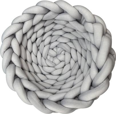 Show full view: HappyCare Textiles Luxurious Chunky Crochet Comfort Round Bolster Dog & Cat Bed, Grey, Medium slide 4 of 10