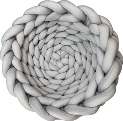 HappyCare Textiles Luxurious Chunky Crochet Comfort Round Bolster Dog & Cat Bed, Grey, Small slide 2 of 8