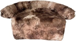 HappyCare Textiles Luxurious Comfort Fur Bolster Dog & Cat Bed, Frost Brown, Medium slide 2 of 6