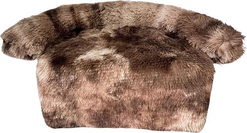 Show full view: HappyCare Textiles Luxurious Comfort Fur Bolster Dog & Cat Bed, Frost Brown, Medium slide 3 of 7