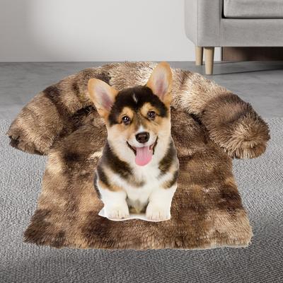 Show full view: HappyCare Textiles Luxurious Comfort Fur Bolster Dog & Cat Bed, Frost Brown, Medium slide 5 of 7