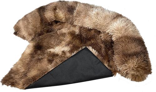 Show full view: HappyCare Textiles Luxurious Comfort Fur Bolster Dog & Cat Bed, Frost Brown, Medium slide 4 of 7