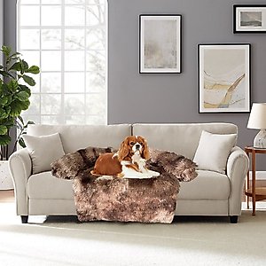 HappyCare Textiles Luxurious Comfort Fur Bolster Dog & Cat Bed, Frost Brown, X-Large