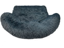 HappyCare Textiles Luxurious Comfort Fur Bolster Dog & Cat Bed, Grey, Large slide 2 of 7