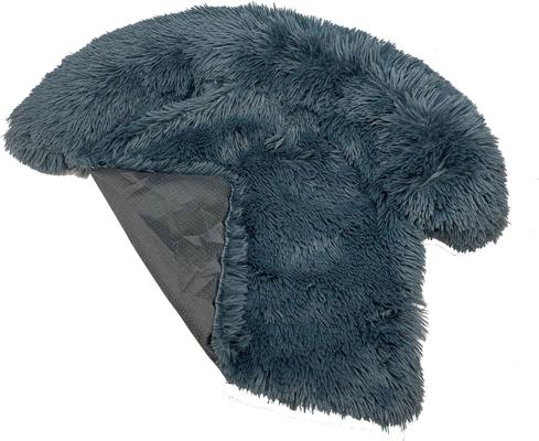 Show full view: HappyCare Textiles Luxurious Comfort Fur Bolster Dog & Cat Bed, Grey, Large slide 4 of 7