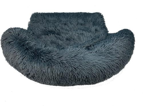 Show full view: HappyCare Textiles Luxurious Comfort Fur Bolster Dog & Cat Bed, Grey, X-Large slide 5 of 7