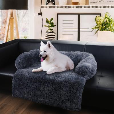 Show full view: HappyCare Textiles Luxurious Comfort Fur Bolster Dog & Cat Bed, Grey, X-Large slide 6 of 7
