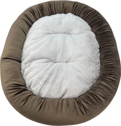 HappyCare Textiles Luxurious Short Plush Oval Orthopedic Bolster Dog & Cat Bed, Brown, Medium slide 2 of 8