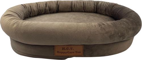 Show full view: HappyCare Textiles Luxurious Short Plush Oval Orthopedic Bolster Dog & Cat Bed, Brown, Small slide 5 of 9