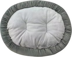 HappyCare Textiles Luxurious Short Plush Oval Orthopedic Bolster Dog & Cat Bed, Grey, Medium slide 2 of 8
