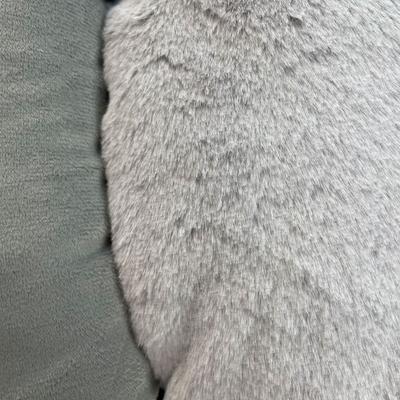 Show full view: HappyCare Textiles Luxurious Short Plush Oval Orthopedic Bolster Dog & Cat Bed, Grey, Medium slide 7 of 9