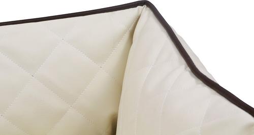 Show full view: HappyCare Textiles Luxury All Sides Faux Leather Bolster Cat & Dog Bed, Ivory, Large slide 3 of 6