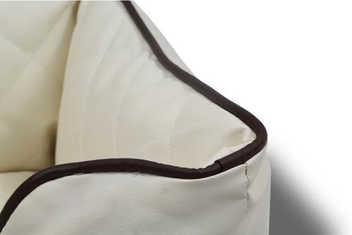 Show full view: HappyCare Textiles Luxury All Sides Faux Leather Bolster Cat & Dog Bed, Ivory, X-Large slide 4 of 6