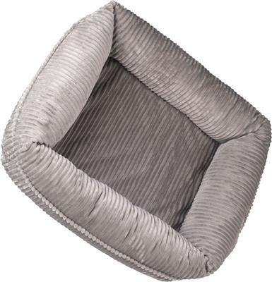 Show full view: HappyCare Textiles Orthopedic Decorative Corduory Rectangle Bolster Cat & Dog Bed, Grey slide 4 of 7