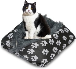 HappyCare Textiles Printed Oxford Cozy Warm Foldable Cat & Dog Tent Bed, Black, Medium