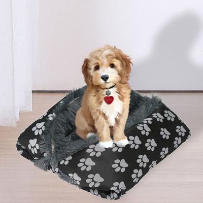 Show full view: HappyCare Textiles Printed Oxford Cozy Warm Foldable Cat & Dog Tent Bed, Black, Medium slide 4 of 9