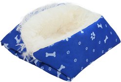 HappyCare Textiles Printed Oxford Cozy Warm Foldable Cat & Dog Tent Bed, Blue, Medium