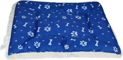 Show full view: HappyCare Textiles Printed Oxford Cozy Warm Foldable Cat & Dog Tent Bed, Blue, Medium slide 3 of 8