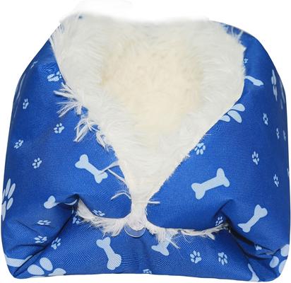 Show full view: HappyCare Textiles Printed Oxford Cozy Warm Foldable Cat & Dog Tent Bed, Blue, Medium slide 6 of 8