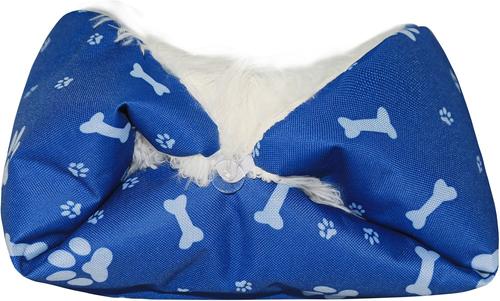 Show full view: HappyCare Textiles Printed Oxford Cozy Warm Foldable Cat & Dog Tent Bed, Blue, Small slide 8 of 9