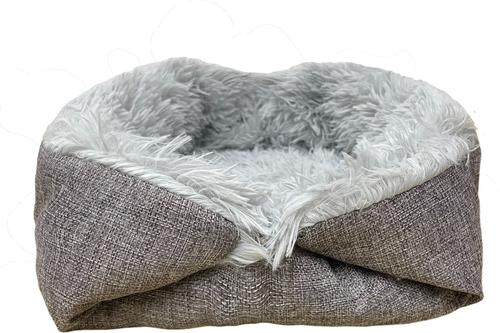 Show full view: HappyCare Textiles Printed Oxford Cozy Warm Foldable Cat & Dog Tent Bed, Grey, Medium slide 6 of 8