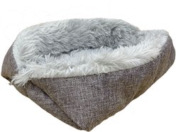 HappyCare Textiles Printed Oxford Cozy Warm Foldable Cat & Dog Tent Bed, Grey, Small