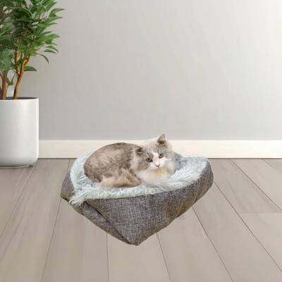 Show full view: HappyCare Textiles Printed Oxford Cozy Warm Foldable Cat & Dog Tent Bed, Grey, Small slide 4 of 8
