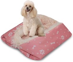 HappyCare Textiles Printed Oxford Cozy Warm Foldable Cat & Dog Tent Bed, Pink, Medium