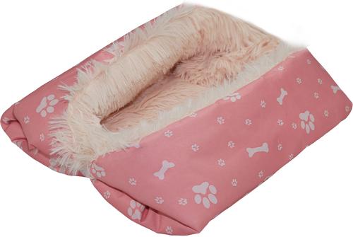 Show full view: HappyCare Textiles Printed Oxford Cozy Warm Foldable Cat & Dog Tent Bed, Pink, Medium slide 4 of 10