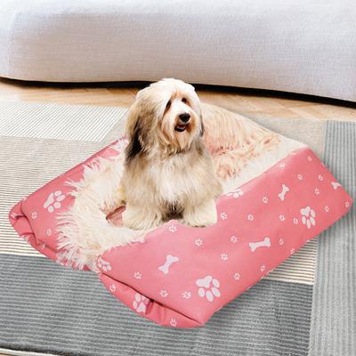 Show full view: HappyCare Textiles Printed Oxford Cozy Warm Foldable Cat & Dog Tent Bed, Pink, Medium slide 5 of 10