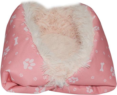 Show full view: HappyCare Textiles Printed Oxford Cozy Warm Foldable Cat & Dog Tent Bed, Pink, Medium slide 8 of 10