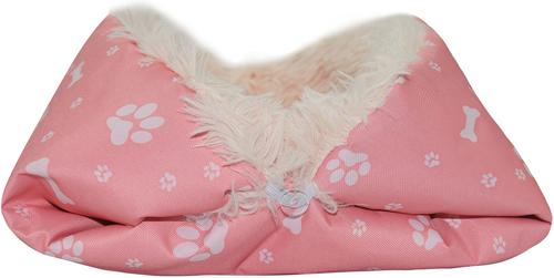 Show full view: HappyCare Textiles Printed Oxford Cozy Warm Foldable Cat & Dog Tent Bed, Pink, Medium slide 9 of 10