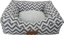 HappyCare Textiles Rectangle Bolster Cat & Dog Bed, Chevron Grey, Medium slide 2 of 5