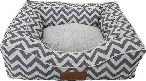 Show full view: HappyCare Textiles Rectangle Bolster Cat & Dog Bed, Chevron Grey, Medium slide 3 of 6