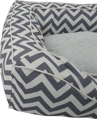 Show full view: HappyCare Textiles Rectangle Bolster Cat & Dog Bed, Chevron Grey, Medium slide 6 of 6