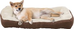 HappyCare Textiles Rectangle Bumper Bolster Cat & Dog Bed, Brown