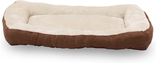 Show full view: HappyCare Textiles Rectangle Bumper Bolster Cat & Dog Bed, Brown slide 3 of 7