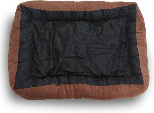 Show full view: HappyCare Textiles Rectangle Bumper Bolster Cat & Dog Bed, Brown slide 5 of 7